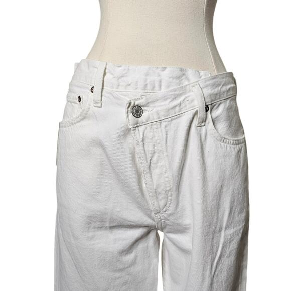 Agolde Criss Cross Asymmetrical Waist Straight Leg Jean in Element White Size 29 - Picture 6 of 11